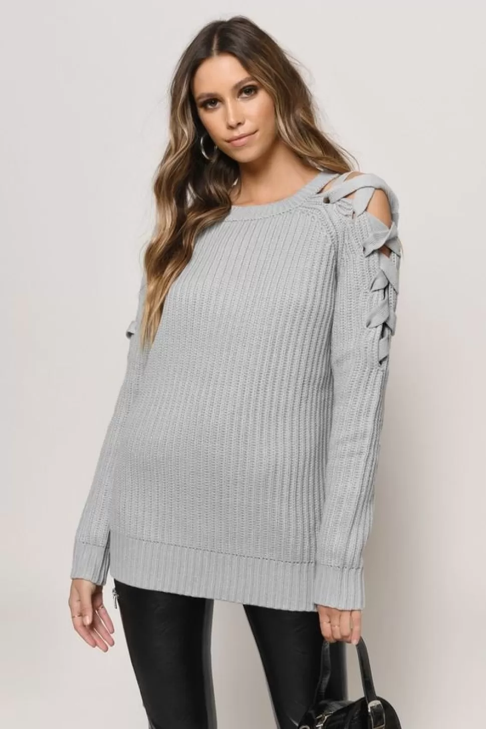 Sweaters & Cardigans*Tobi Vana Lace Up Shoulder Sweater Grey | Black | Blush | Terracotta