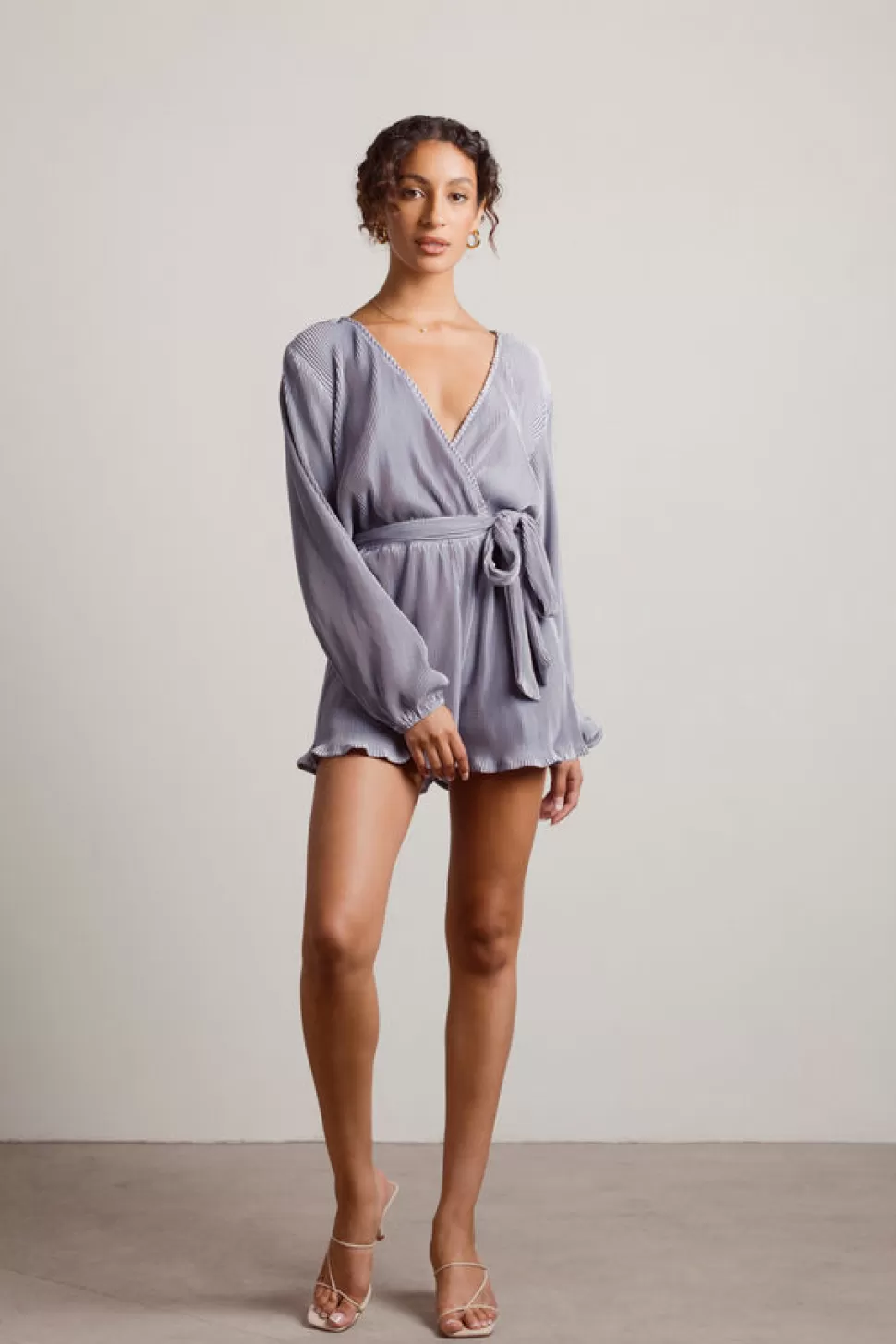 Rompers & Jumpsuits*Tobi Vasha Semi Sheer Waist Tie Surplice Romper Blue | Pink