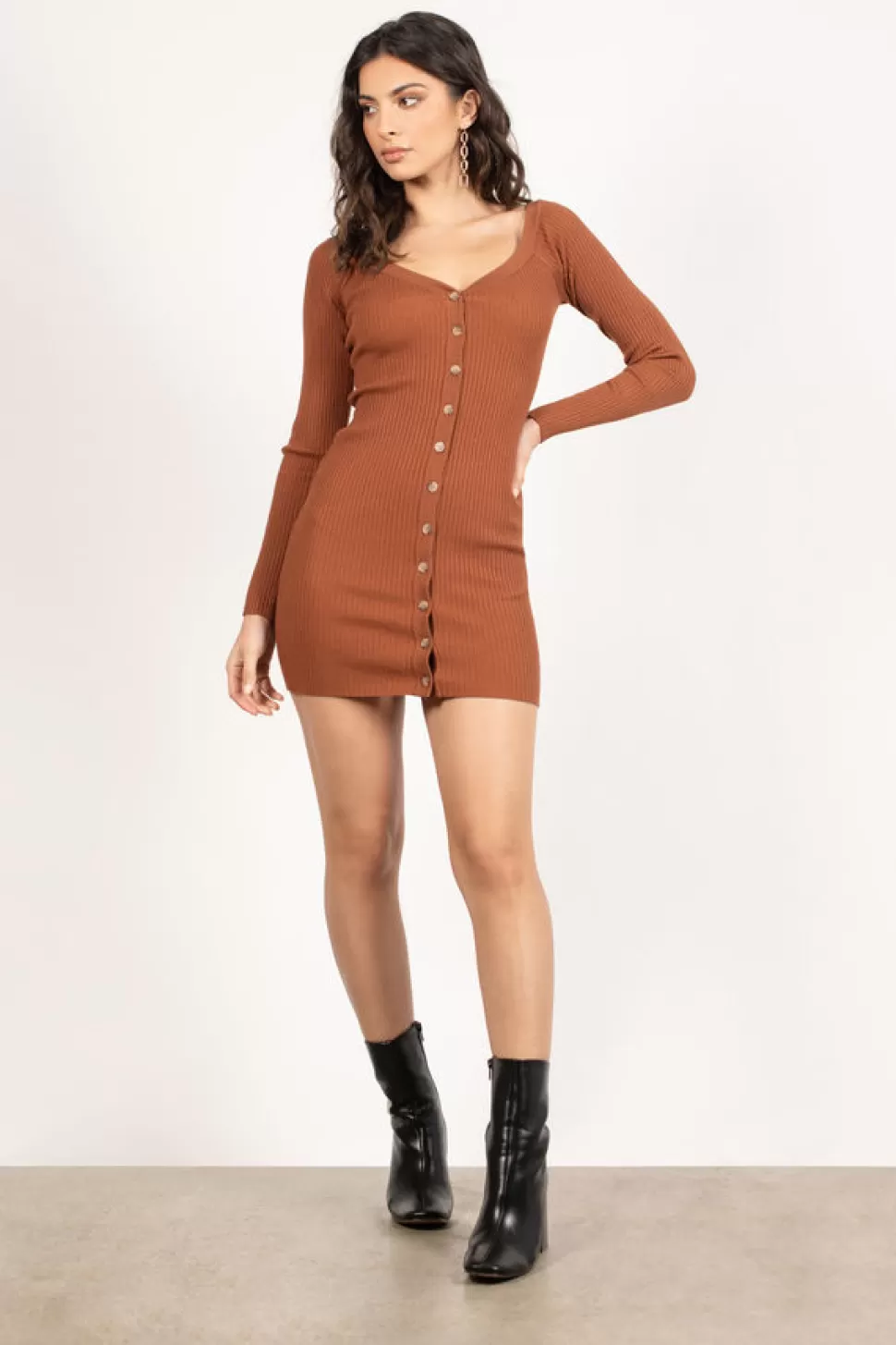 Casual Dresses*Tobi Ventura Bodycon Sweater Dress Camel