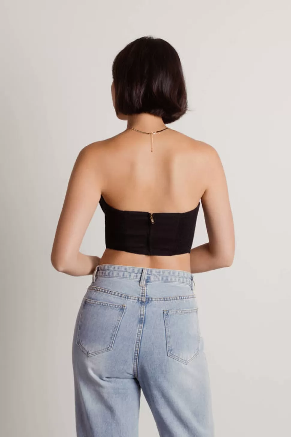 Corsets & Bustiers*Tobi Waiting On You Ruched Bustier Crop Top Black