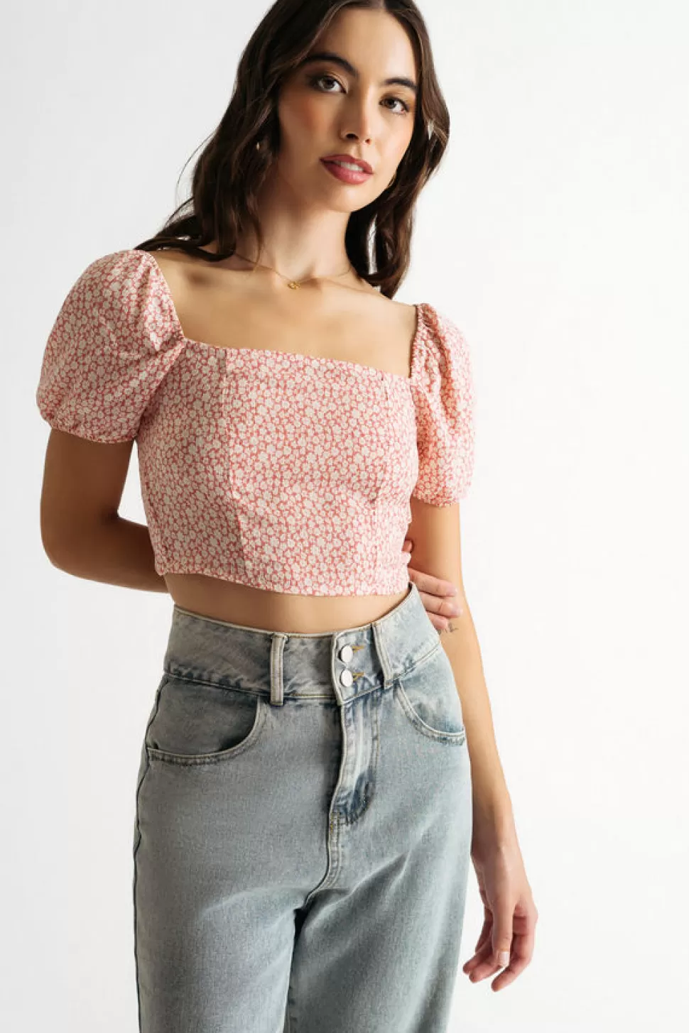 Pink Tops*Tobi Wake Me Up Floral Back Tie Crop Top Pink