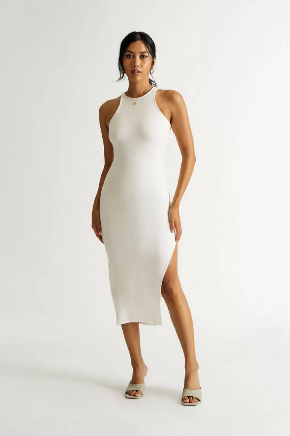 Bodycon Dresses*Tobi Walk The Walk Halter Slit Bodycon Midi Dress White