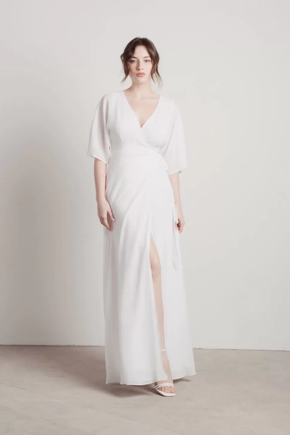 Black Tie & Evening Dresses*Tobi We Could Be Wrap Maxi Dress Ivory | Emerald | Navy