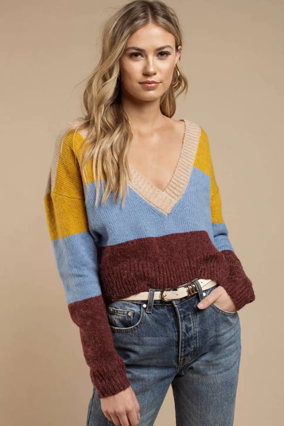 Sweaters & Cardigans*Tobi Wellesley Stripe Sweater Tan