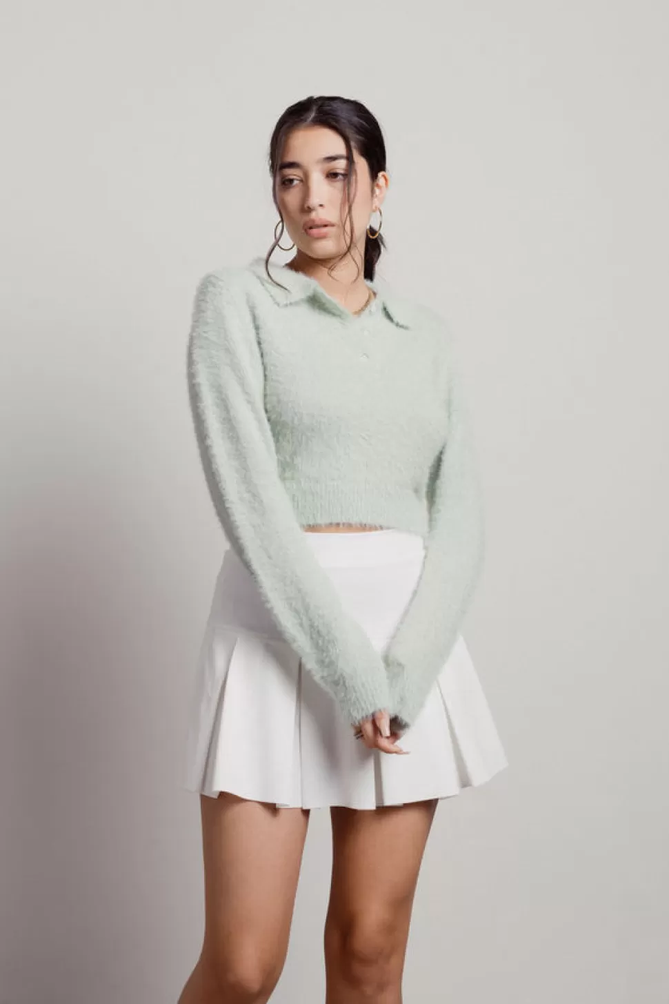 Long Sleeve Tops*Tobi Whisper Softly Collared Sweater Sage