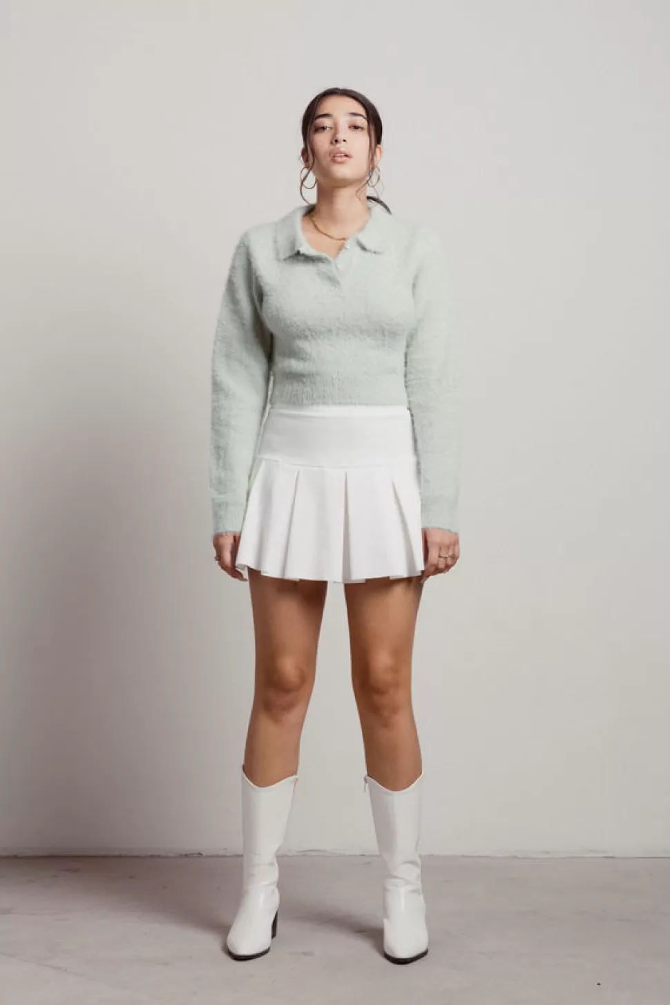 Long Sleeve Tops*Tobi Whisper Softly Collared Sweater Sage