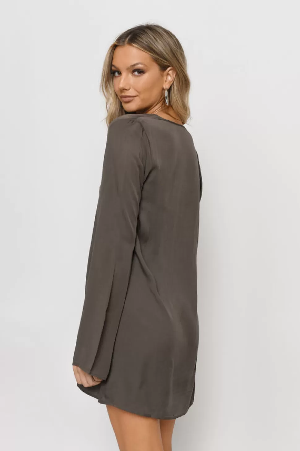 Shift Dresses*Tobi Whitney Bell Sleeve Shift Dress Olive