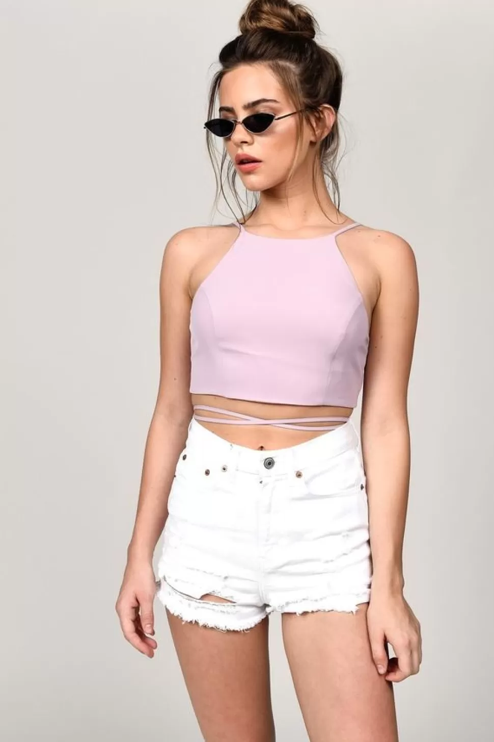 Going Out Tops*Tobi Wrapped Up Crop Top Mauve | Gray