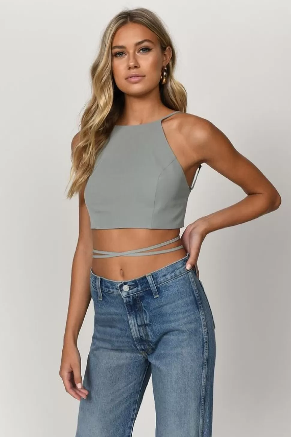 Going Out Tops*Tobi Wrapped Up Crop Top Mauve | Gray