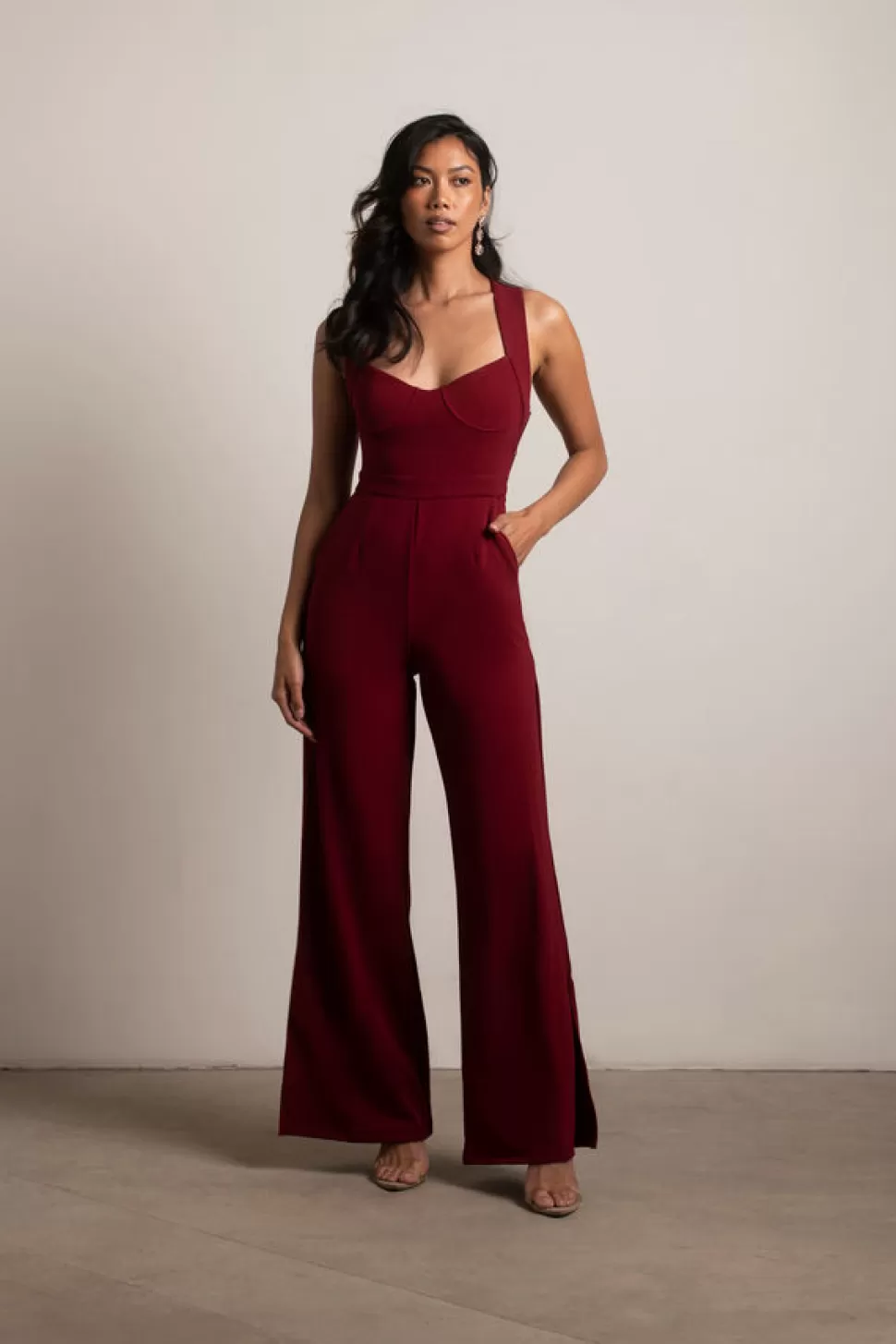 Rompers & Jumpsuits*Tobi Yessenia Split-Hem Jumpsuit Wine | Black