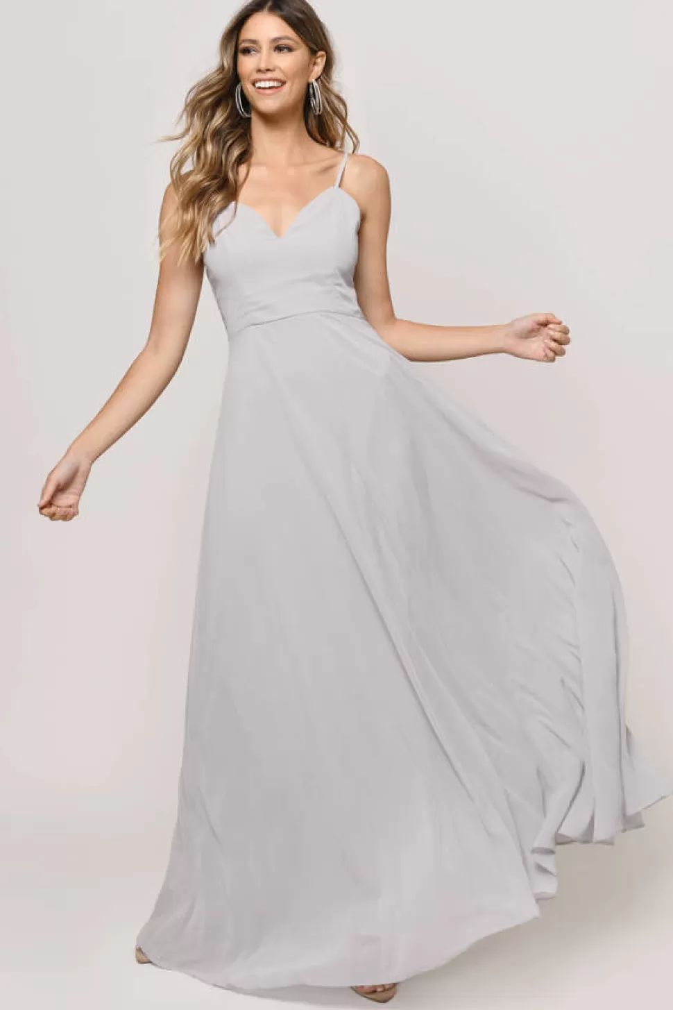 Black Tie & Evening Dresses*Tobi Your Everything Lace Up Maxi Dress Grey