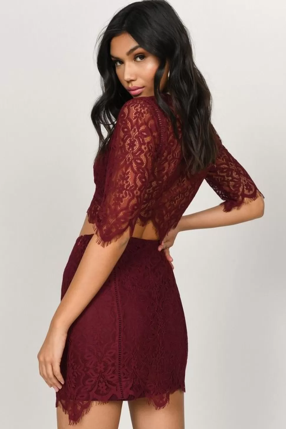 Skirts*Tobi Yvonne Lace Mini Skirt Wine