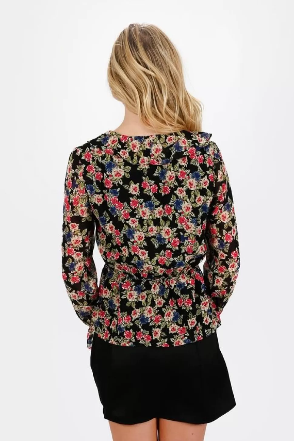 Blouses & Shirts*Tobi Zera Floral Ruffled Front Tie Blouse Black