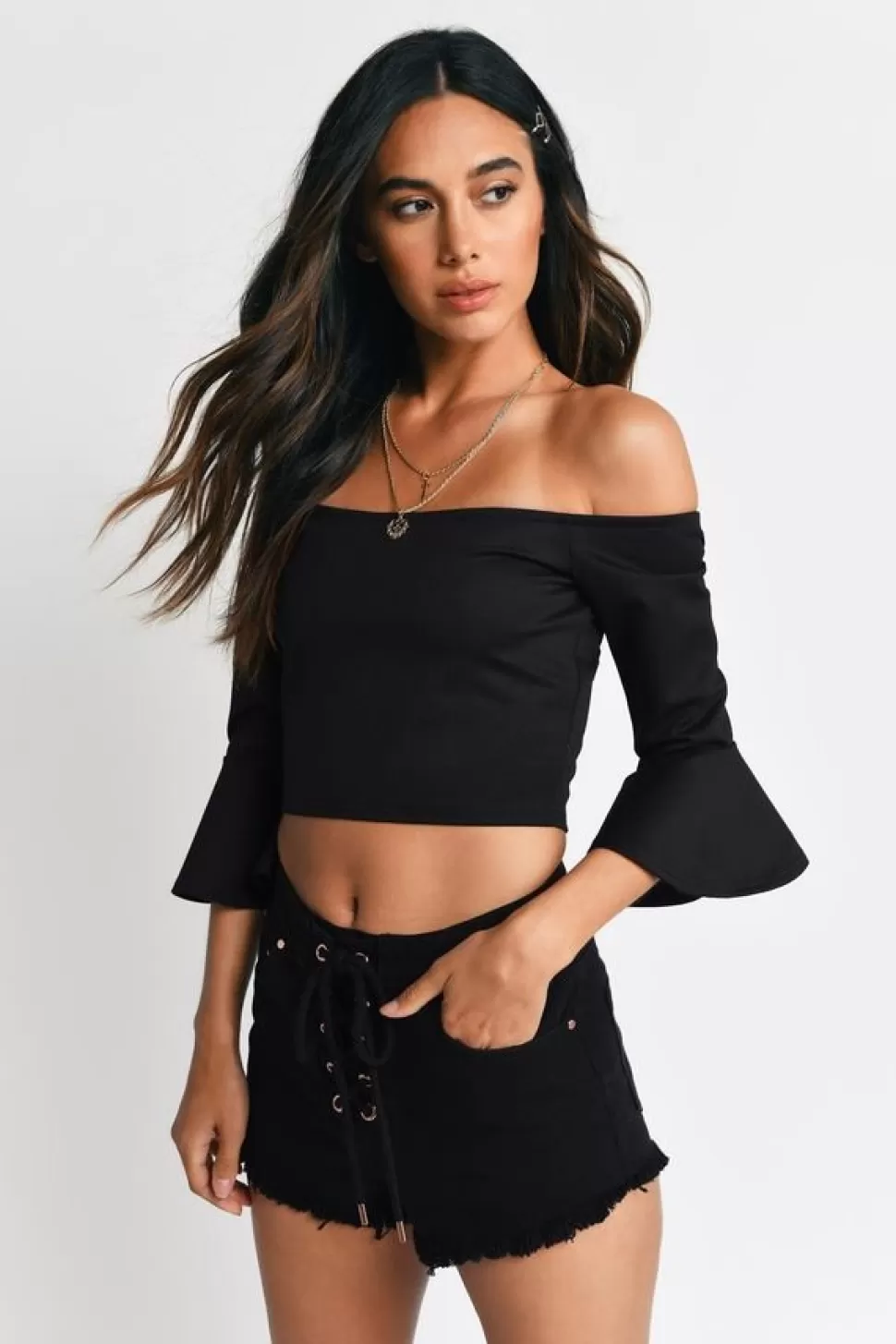 Going Out Tops*Tobi Zoey Off Shoulder Crop Top Wine | Black | White