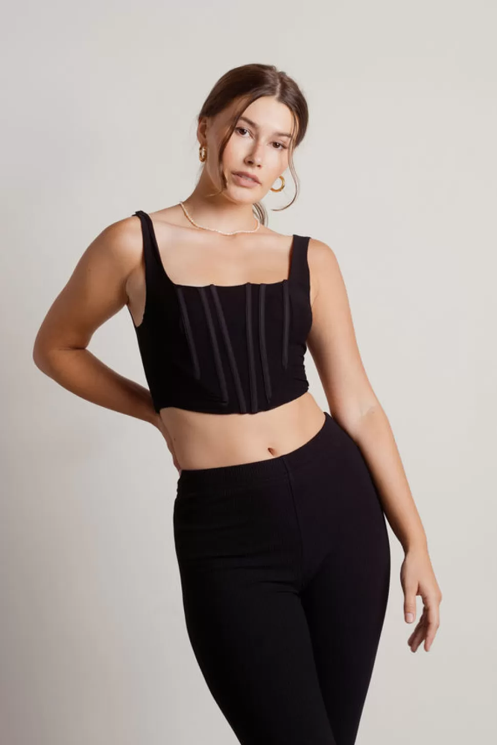 Mesh Tops*Tobi Zua Mesh Corset Bustier Crop Top Black